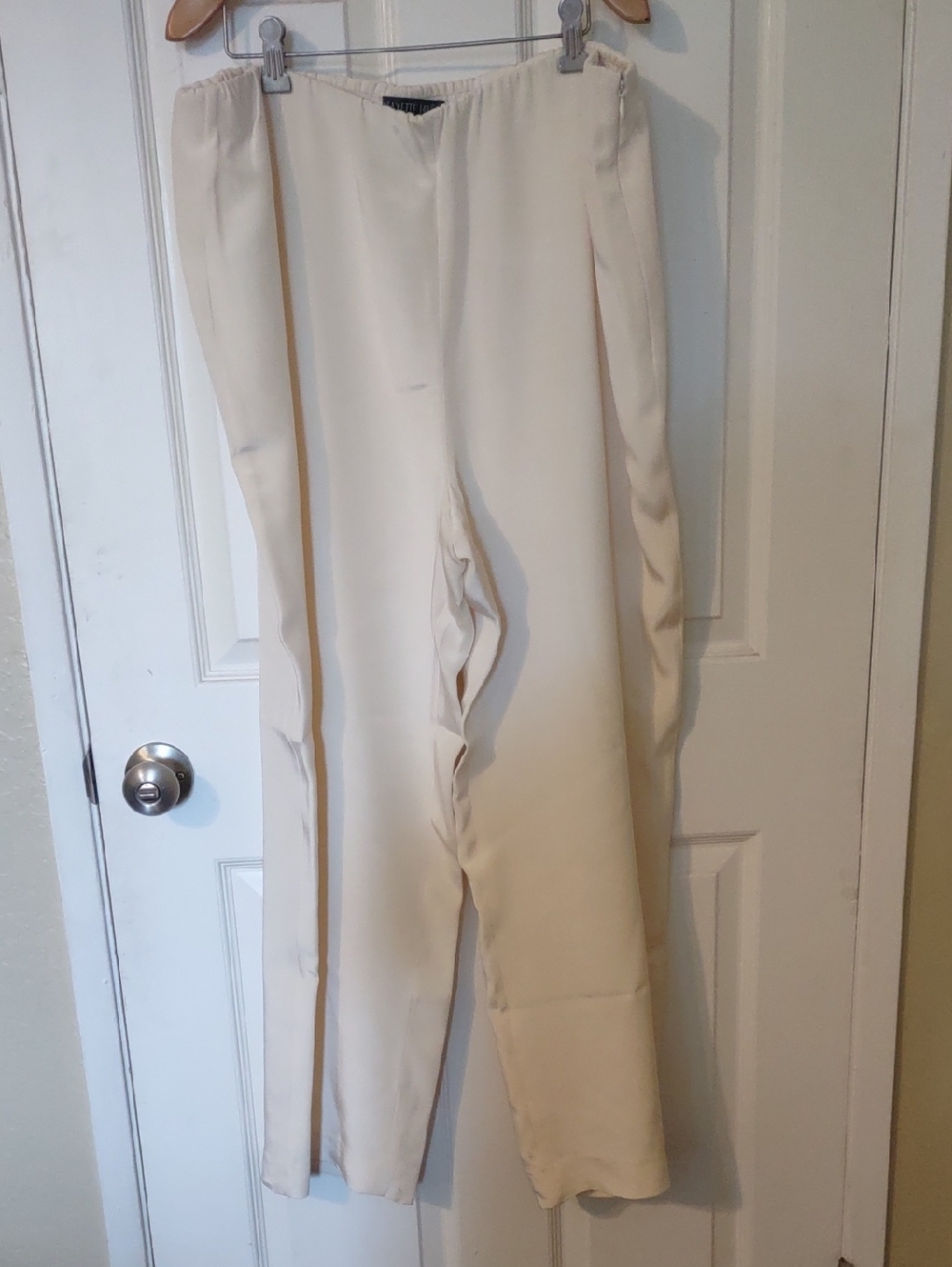 Lafayette 148 New York White Elastic-Waist Trousers Size 16.